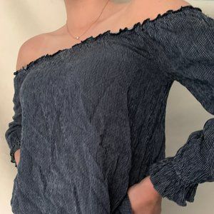 American Eagle Striped Off the Shoulder Top